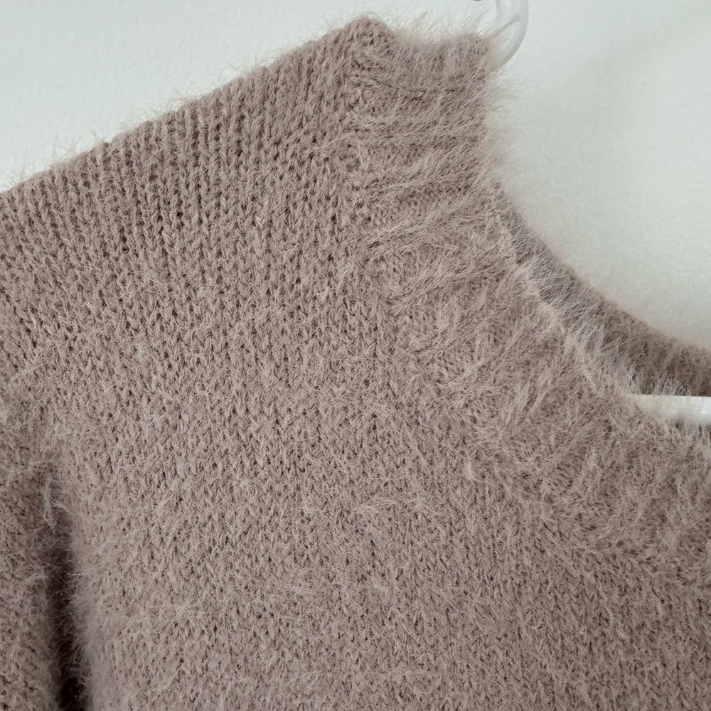 Pale pink fuzzy sweater dress